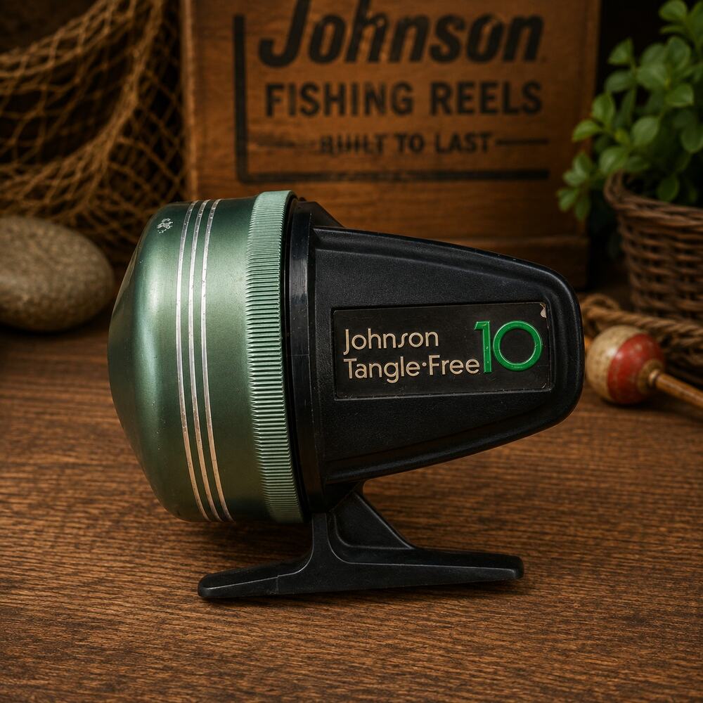 Vintage Johnson 10 Tangle-Free Graphite Cast Spin Casting Fishing Reel USA Made